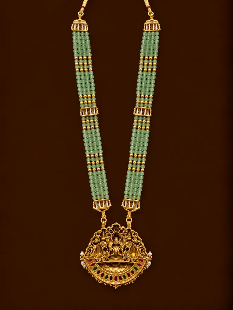 Ornate Green Bead Temple Necklace.webp