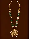 Ornate Gold Temple Necklace with Green Beads.webp