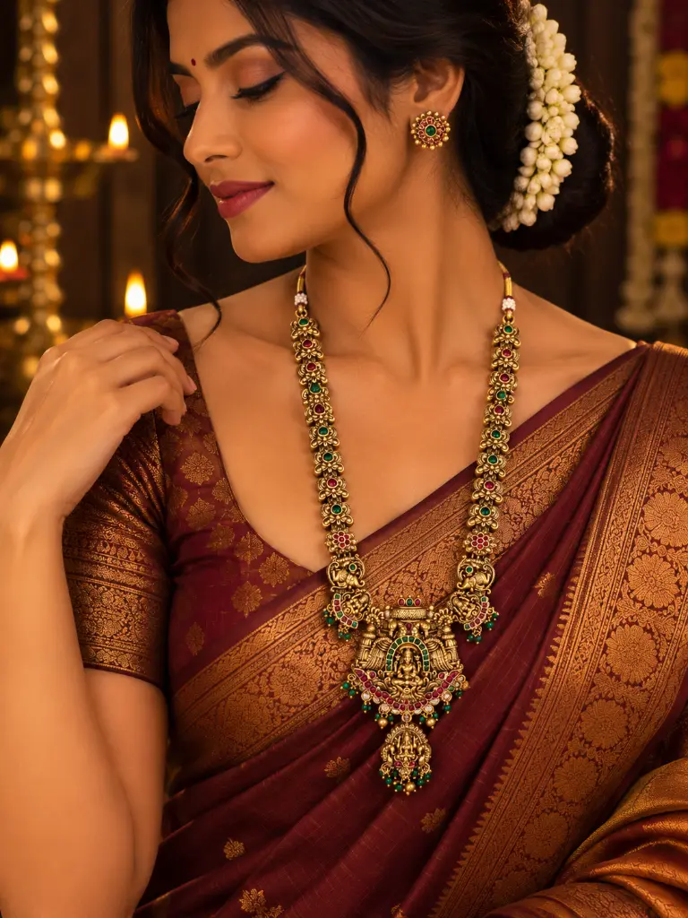Traditional Bridal Portrait with Temple Jewelry.webp
