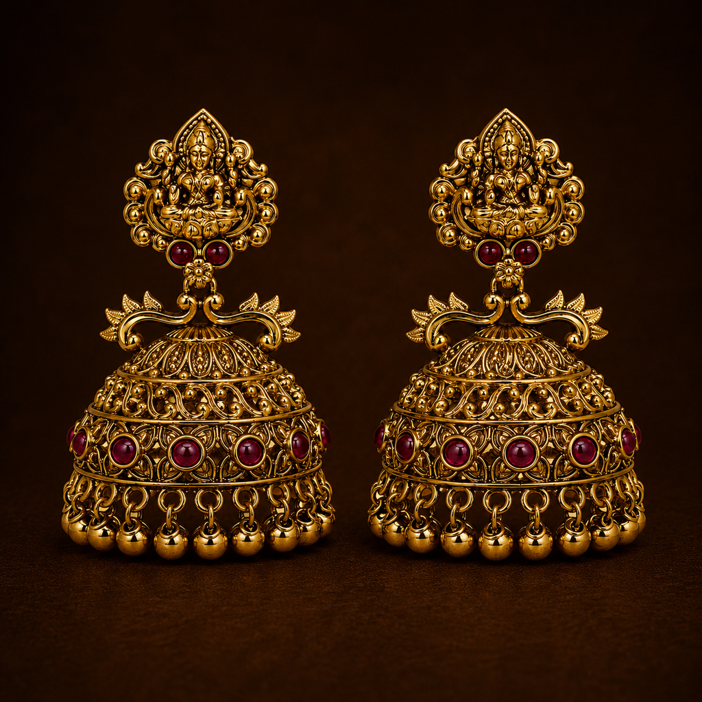 Regal Lakshmi Motif Jhumka