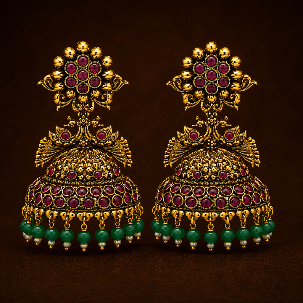 Peacock motif Jhumka