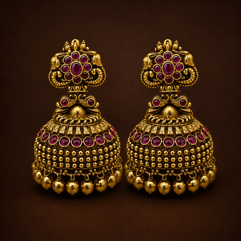 Antique Ruby Jhumka
