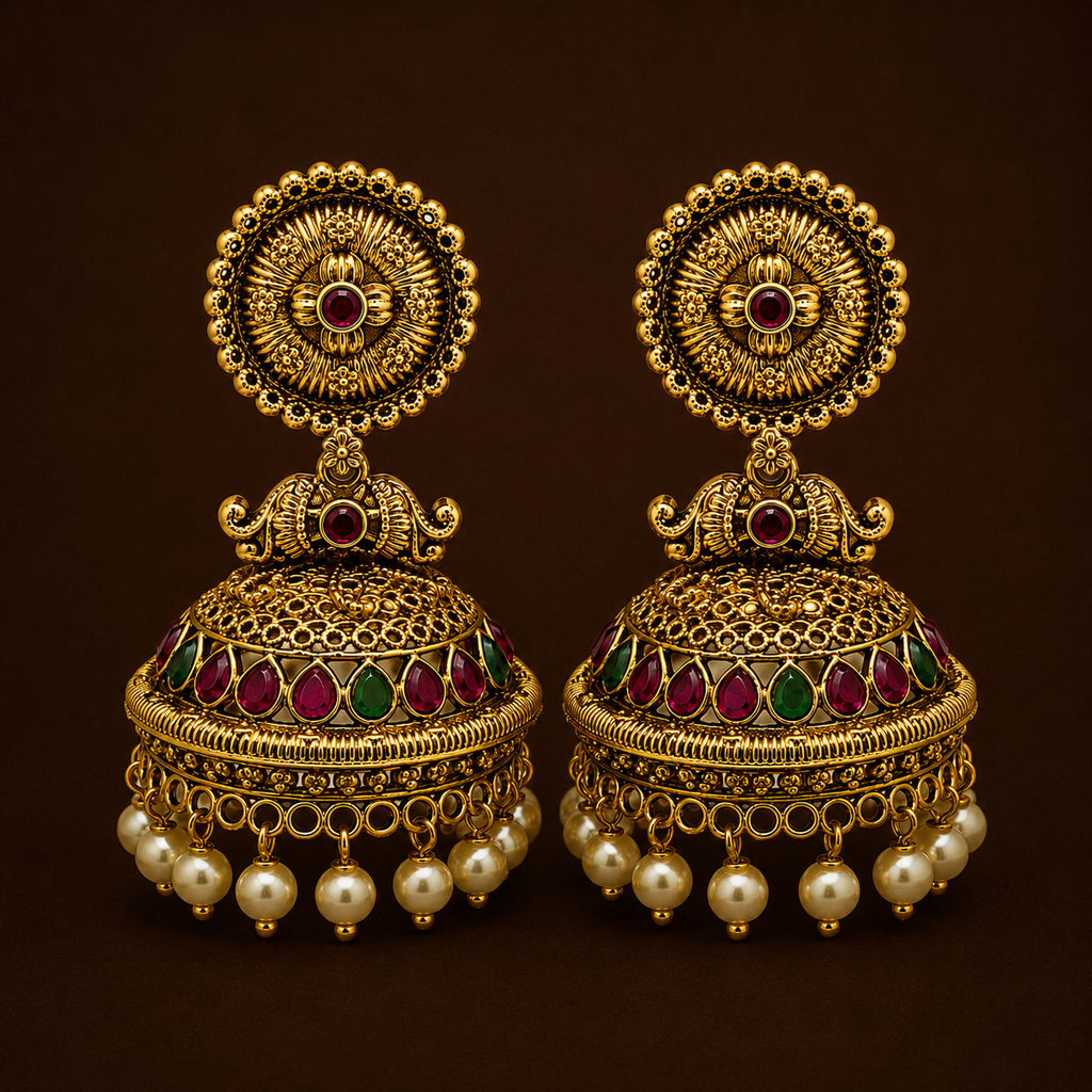Royal Gold-Plated floral Jhumka