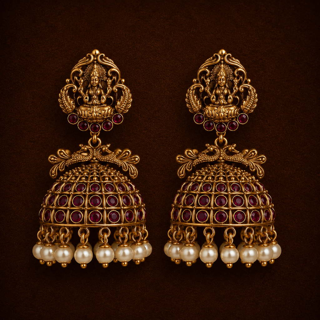 Ruby Dome Lakshmi Jhumka