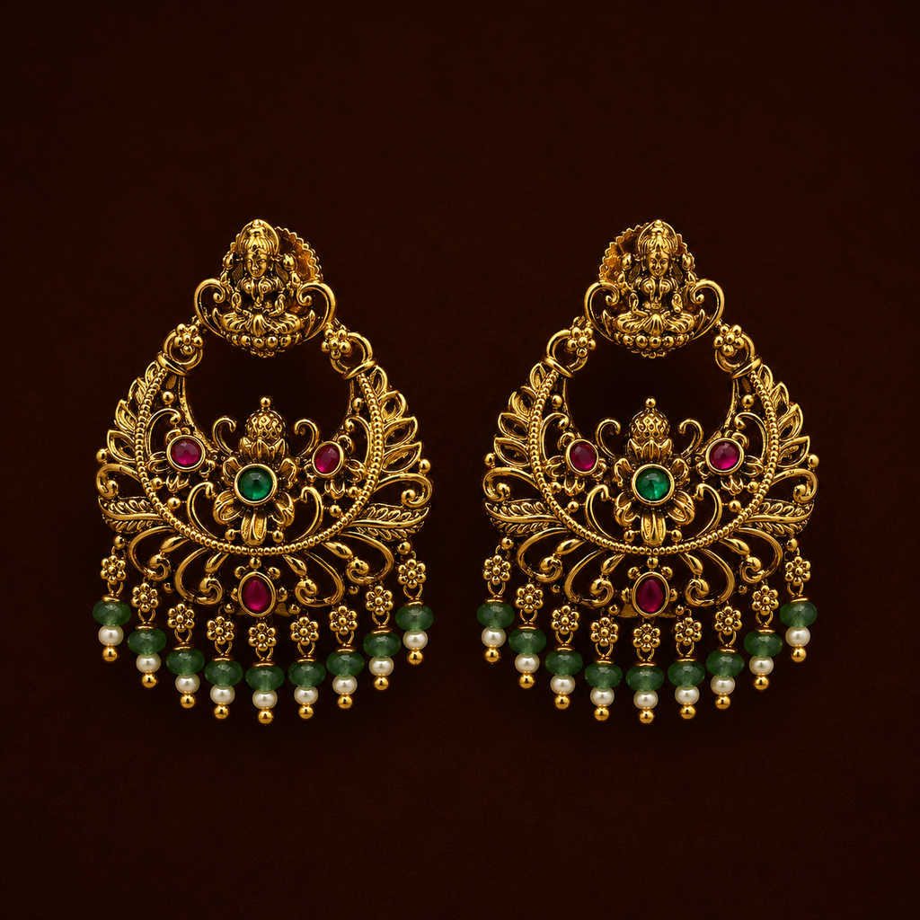 Temple Lakshmi Pearl Chandbali