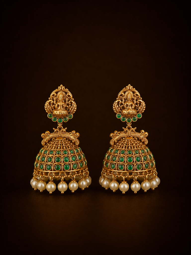 Emerald Dome Lakshmi Jhumka