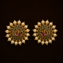Peacock motif pearl stud
