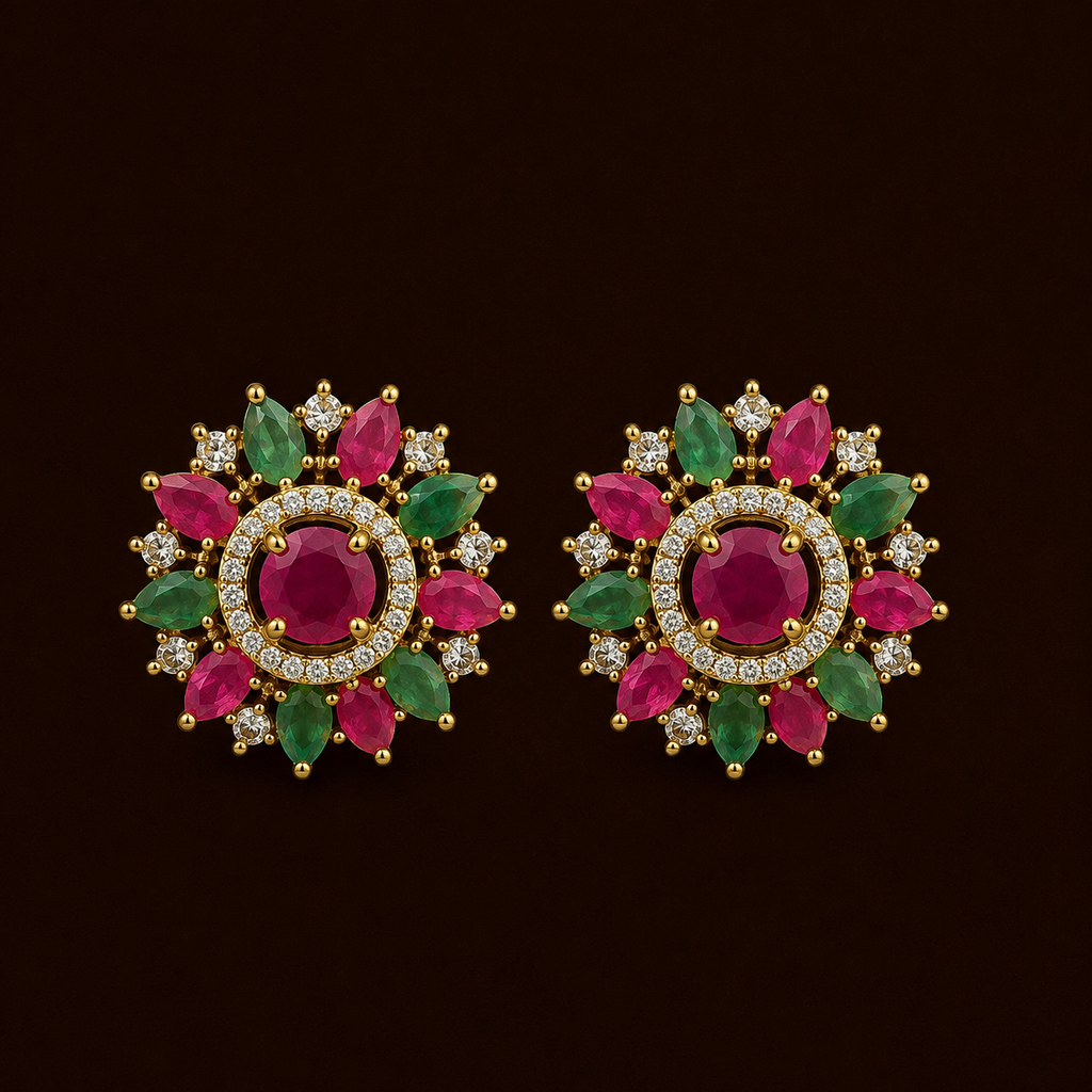 Multicolor kundan studs