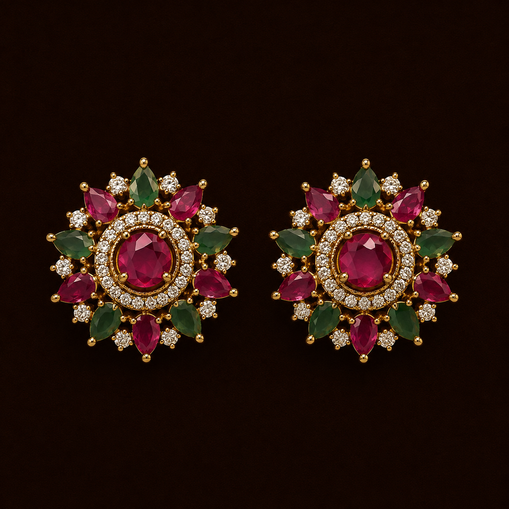 Multicolor kundan studs