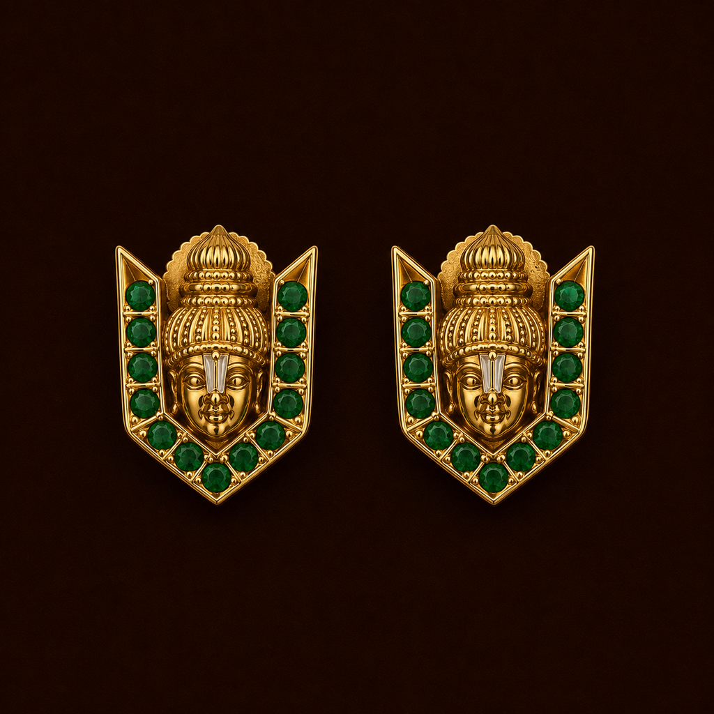 Divine Balaji stud earrings (Emerald)