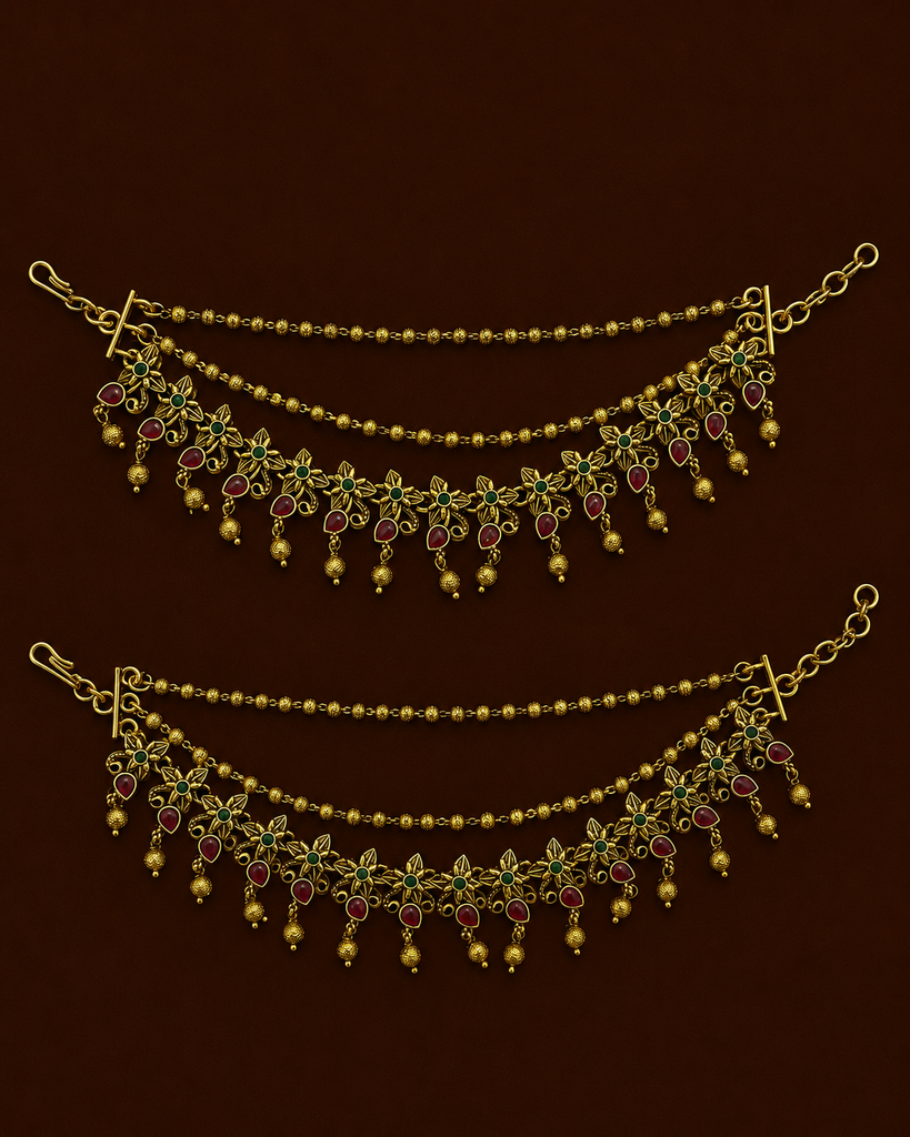 Floral beaded maati earchain