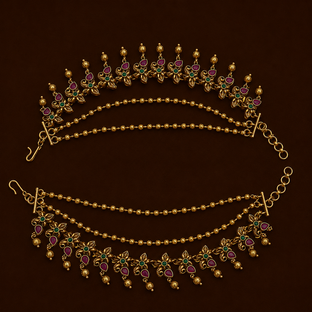 Floral beaded maati earchain