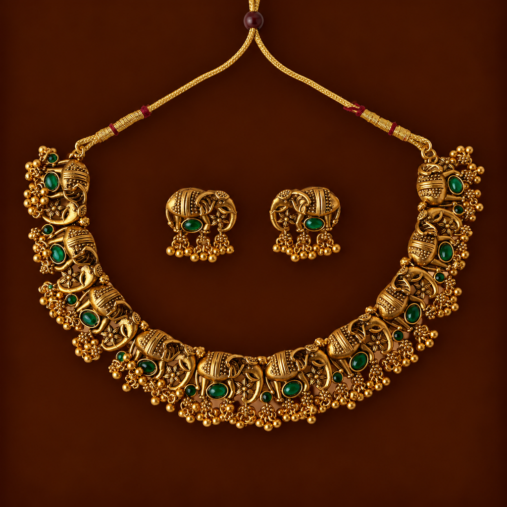 Elephant motif choker set - SH03